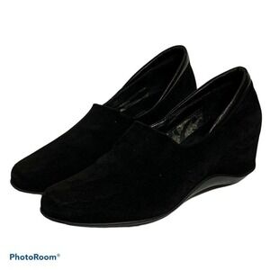 Aquatalia Marvin K Black Suede Covered Wedge Shoes‎